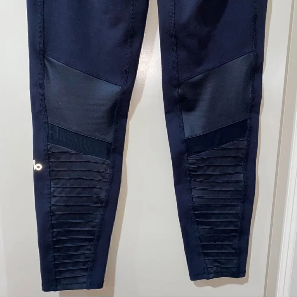 ALO YOGA High-Waist Moto Legging Black/Black Glossy Women’s Size Small